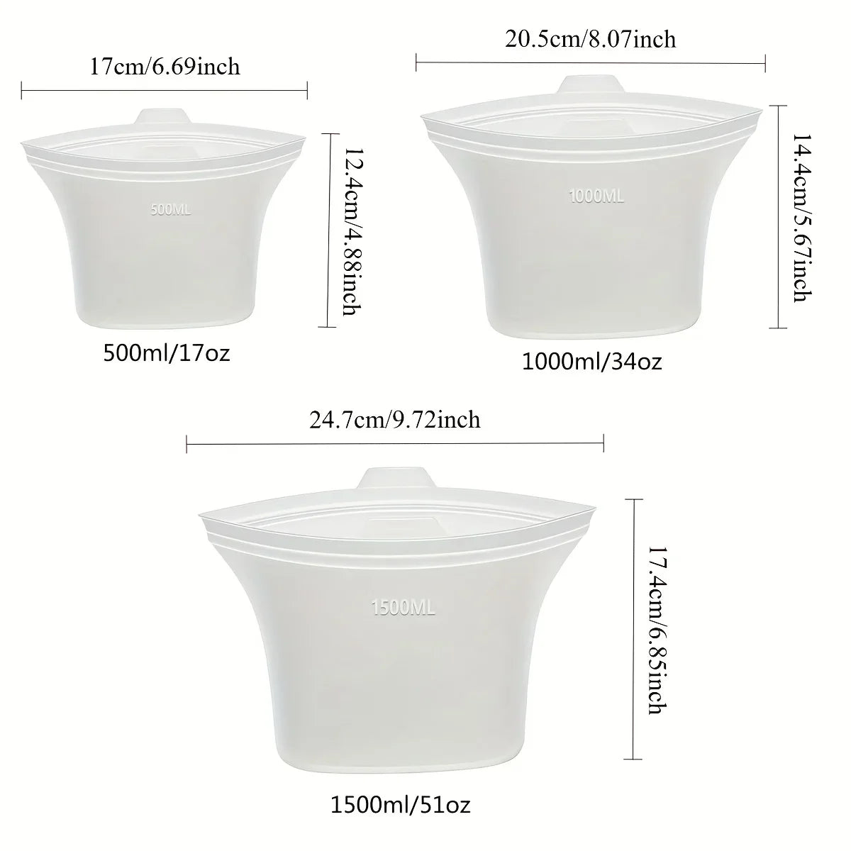 Self-Sealing Silicone Storage Bags - Freeze, Heat, Store, Repeat