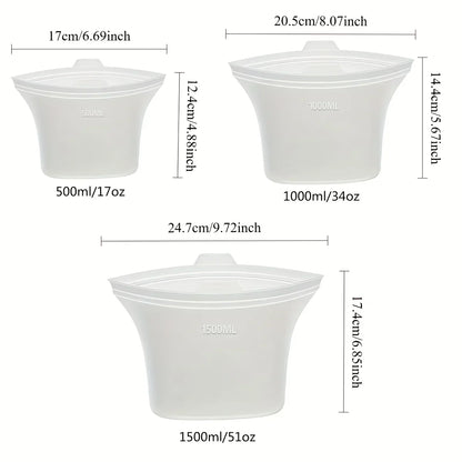 Self-Sealing Silicone Storage Bags - Freeze, Heat, Store, Repeat