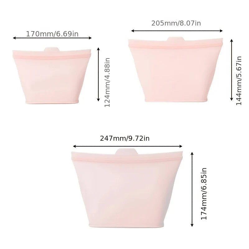 Self-Sealing Silicone Storage Bags - Freeze, Heat, Store, Repeat
