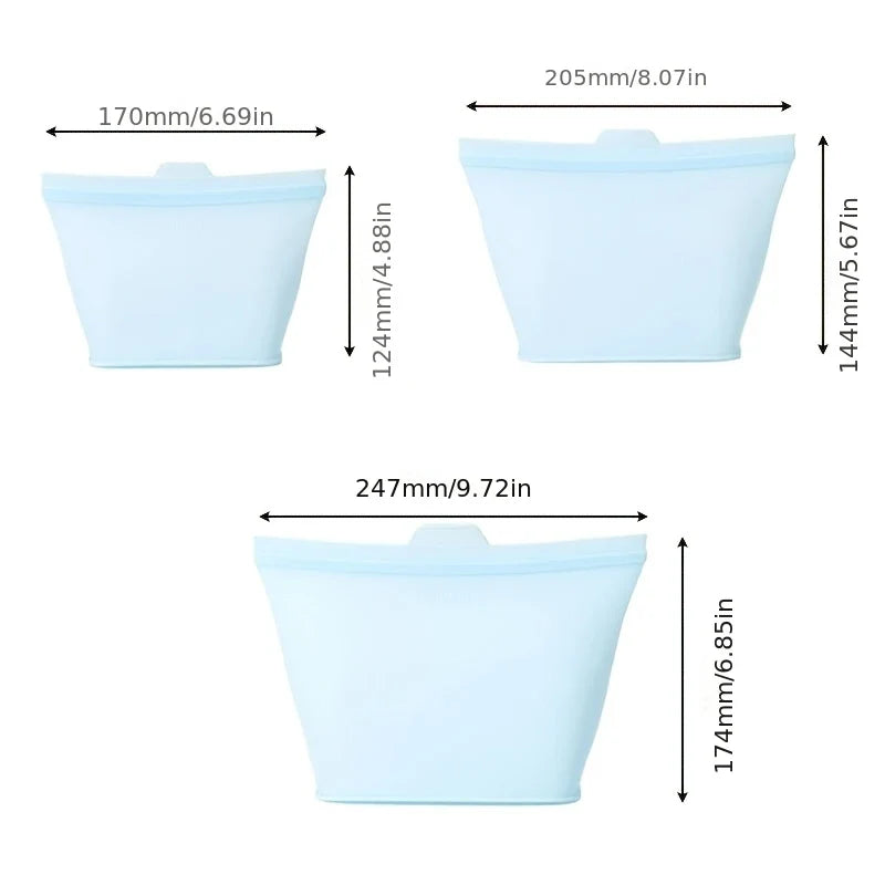 Self-Sealing Silicone Storage Bags - Freeze, Heat, Store, Repeat