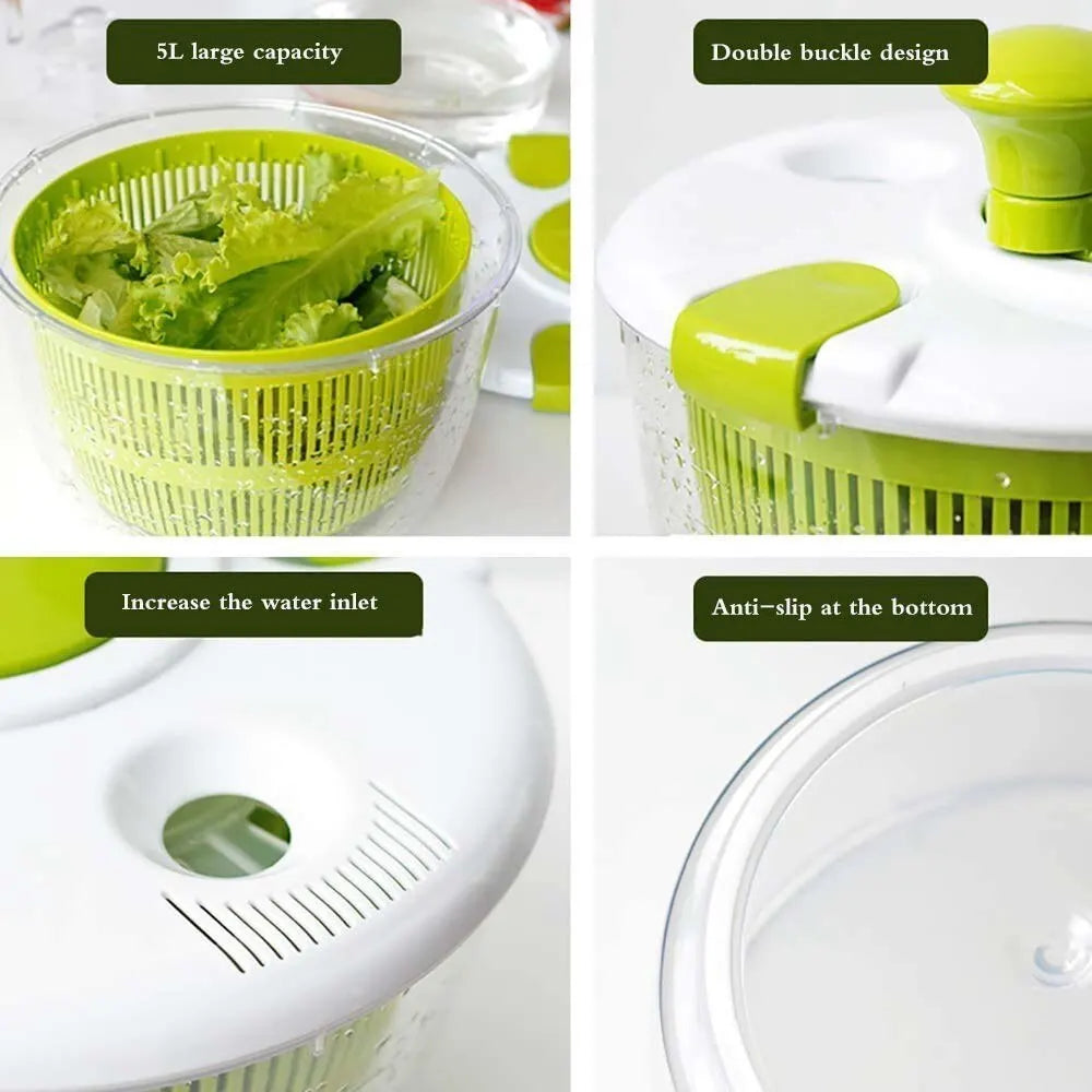 Manual Salad Spinner Dryer - Fast Water Removal for Fresh Greens